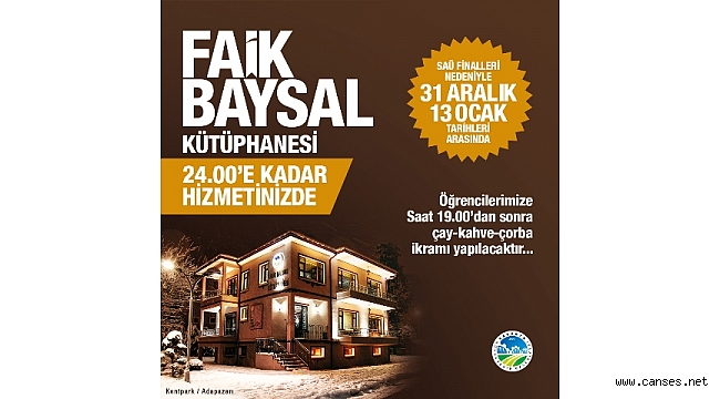 Öğrenciler finallere Faik Baysal’da hazırlanacak