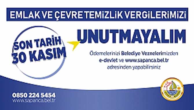 Emlak Vergi Ödemesinde Son Tarih, 30 Kasım