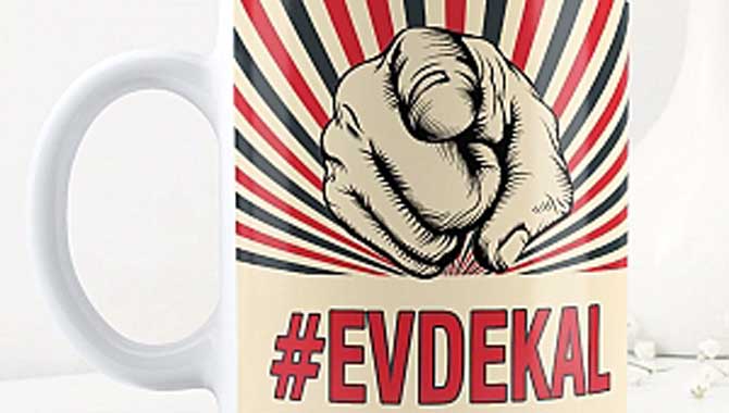 Kişiye Özel EvdeKal Hashtag Beyaz Kupa Bardak