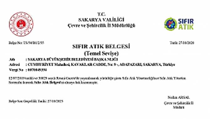 Büyükşehir'e 'Sıfır Atık Belgesi'