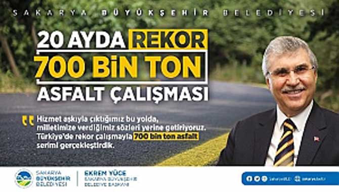 20 ayda 700 bin ton asfalt