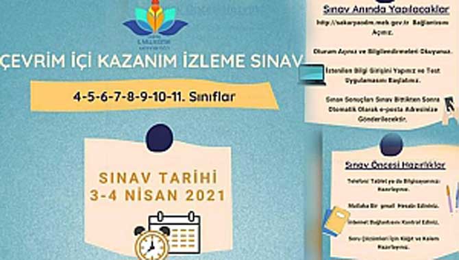 3-4 Nisan’da Kazanım İzleme Sınavı Yapılacak.