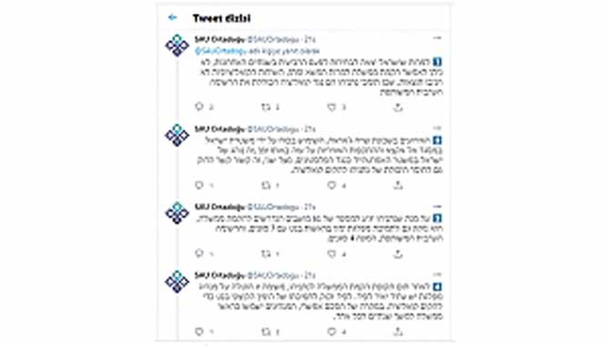 Sakarya Üniversitesinden İbranice Tweet