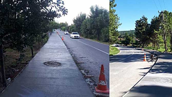 Mahmudiye’de beton yaya yolu çalışması tamamlandı