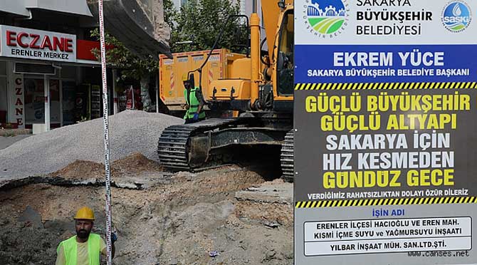 Erenler ve Hacıoğlu Mahallelerine 5 bin 848 metrelik yağmursuyu hattı