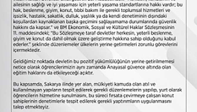 Baro İnsan Hakları Merkezi’nden öğrencilerin barınma hakkıyla ilgili açıklama