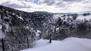 Taraklı’daki Tuzla kanyonu, kar yağışının ardından güzel manzaralar sunuyor. 