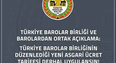 Avukatlık Asgari Ücret Tarifesi’nin güncellenmesine ilişkin barodan açıklama 