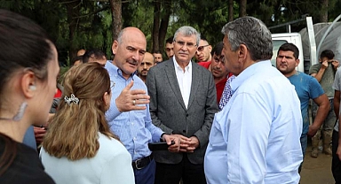 Başkan Yüce, Bakan Soylu'yla sel bölgesinde 