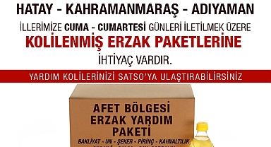 Sakaryalılar depremzedeler için  erzak yardım paketlerini SATSO’ya iletebilirler 
