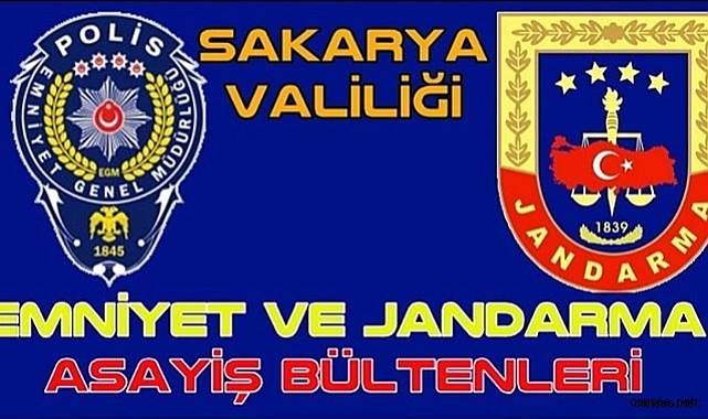 SAKARYA İLİ JANDARMA ASAYİŞ OLAYLARI