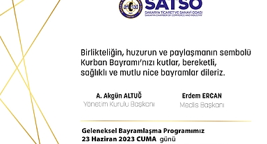 SATSO Geleneksel Bayramlaşma Töreni 23 Haziran Cuma Günü Gerçekleştirilecek 