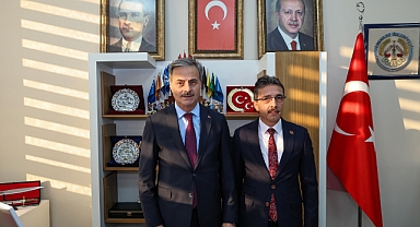 BAŞKAN ŞENOL DİNÇ, BAŞKAN YUSUF ALEMDAR'I MİSAFİR ETTİ 