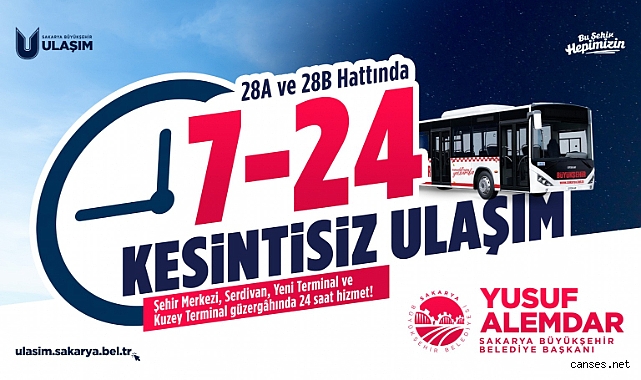 Sakarya'da Gece Seferleri Başlıyor: Ulaşımda 24 Saat Kesintisiz Dönem! 